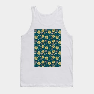 Abstract Floral Pattern in Teal,  Blue, Yellow and Orange Tank Top